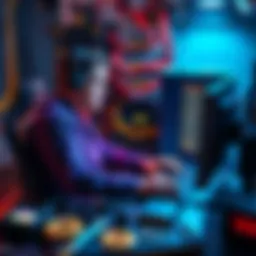 Man mining Bitcoin A man sitting at a computer, focused on Bitcoin mining, with mining equipment and tools around him.