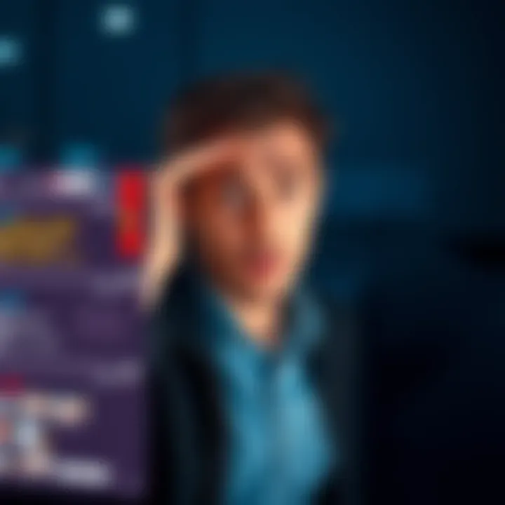 A man with a worried expression staring at a computer screen, representing concern over lost funds due to a scam