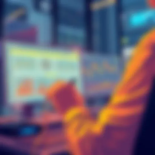 Managing Liquidation Risk in DeFi An illustration showing a person analyzing DeFi platforms with graphs and charts about collateralized debt positions.