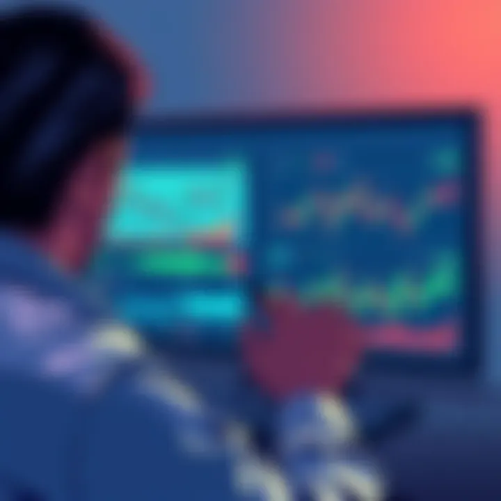 An illustration showing a person analyzing charts and graphs related to Uniswap V3 liquidity management.