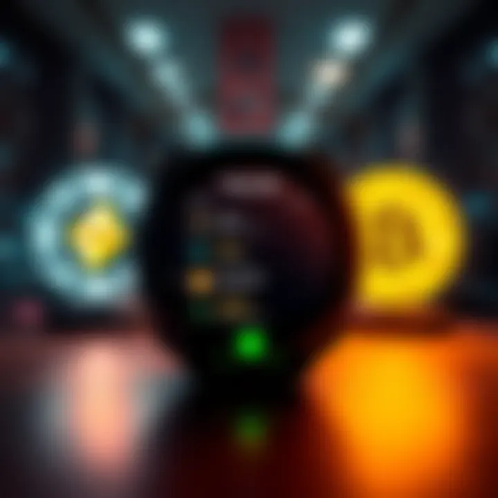 A Trezor device displaying cryptocurrency options, with logos of Dash, Hype, and HBAR around it.