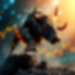 Market Bull Run A graphic showing a bull charging upward with stock market graphs in the background, symbolizing a market surge.