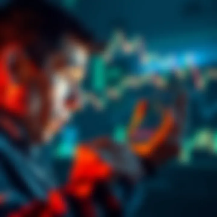 A person looking worried while checking cryptocurrency and stock market charts on a smartphone, depicting market fluctuations and emotional reactions to unrealized losses.