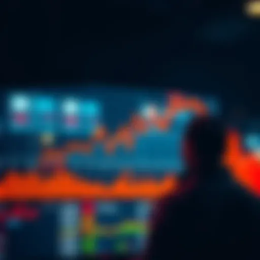 A graph showing fluctuations in market gains versus anticipated growth, with a person looking contemplative at the chart.