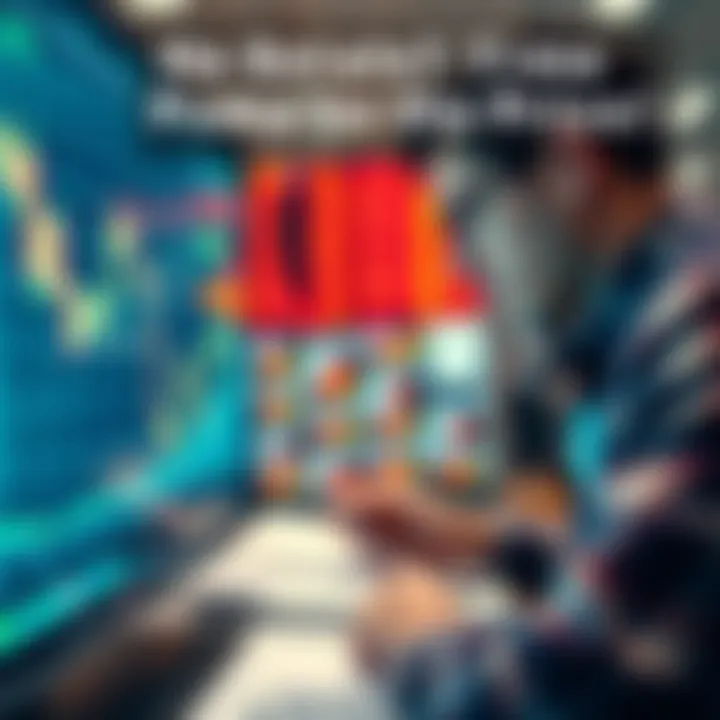 A person analyzing stock charts with a graph showing price increase on a screen