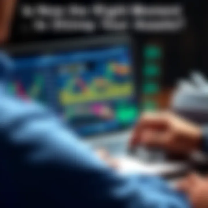 A person analyzing stock market trends on a laptop with financial graphs displayed.