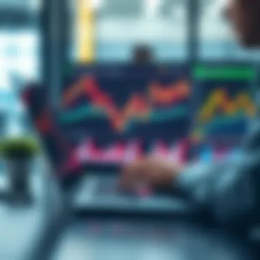 A person analyzing market trends on a laptop, with charts and graphs displaying price movements, highlighting potential buying opportunities in October.