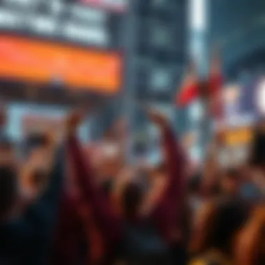 People celebrating a modest market rise, showing excitement and hope.