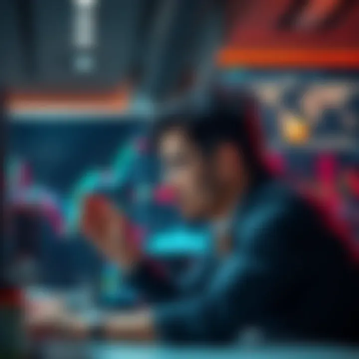 Individual stressed while analyzing stock market charts on a computer screen