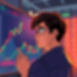 Market Confusion in Cryptocurrency An illustration showing a person looking at fluctuating cryptocurrency charts on a screen, with a confused expression, representing market uncertainty and speculation.