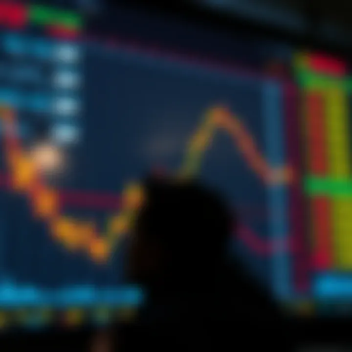 A graphic showing a downward trend in stock prices with a person considering investment options, symbolizing the oversold market