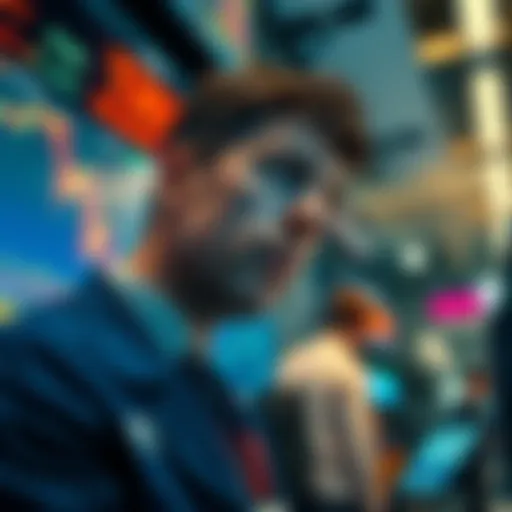 A trader looks worried as stock charts show a significant decline, indicating a leveraged trade gone wrong.