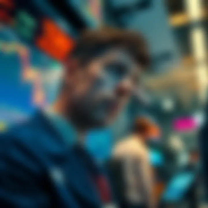 A trader looks worried as stock charts show a significant decline, indicating a leveraged trade gone wrong.