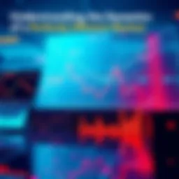 Illustration showing stock market trends and data analysis with charts and graphs