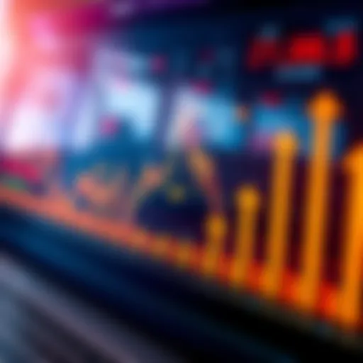 A graphic showing fluctuating market predictions with arrows pointing up and down to symbolize uncertainty in investor forecasts.