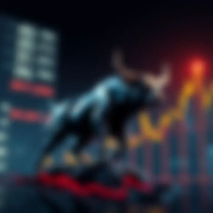 Market Rally Anticipation A graph showing a bull rising, symbolizing market optimism toward 250k amidst a bear market.
