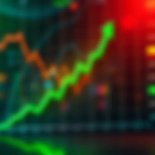 A graph showing positive growth trend with green arrows indicating market recovery