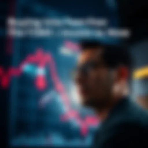 A chart showing a downward trend turning upward, symbolizing investment opportunities. A person looking at the chart with a thoughtful expression.