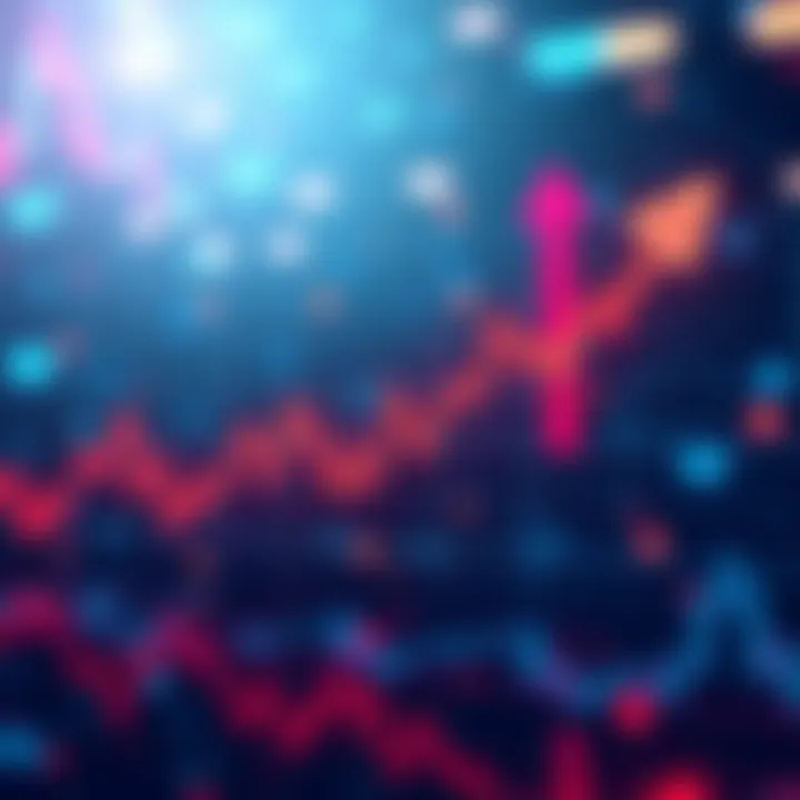 A graph showing fluctuating market trends with rising and falling arrows for 2026
