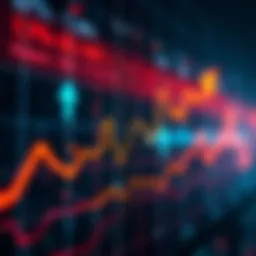 A graph showing fluctuating market trends with upward and downward arrows, indicating potential changes in market behavior.