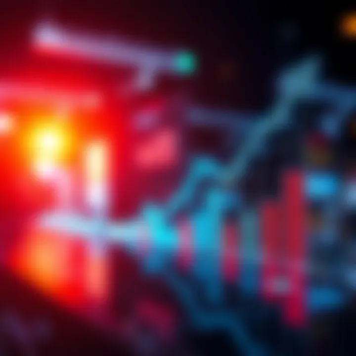 A graph showing declining conversion rates over time with an arrow pointing downward, representing market changes.