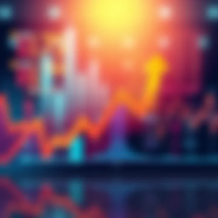 Market Trends Illustration A graph showing fluctuating market trends with upward and downward arrows symbolizing growth and decline.