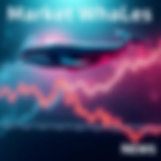 A graph showing sharp market fluctuations with a whale symbol above, indicating volatility caused by large investors.