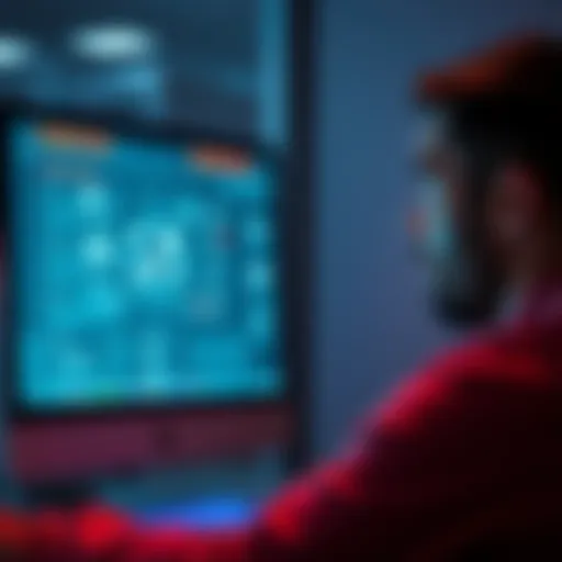 A person looking confused at a computer screen showing innovative technology without marketing materials