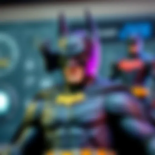 A customized Batman figure made from Marvel Legends figures, showcasing different accessories and parts used for customization.