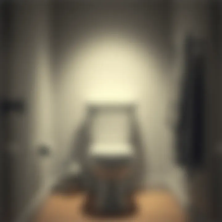 Toilet in a bathroom A modern toilet in a clean bathroom setting with a homeowner looking concerned about regulations