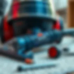 A close-up of a Matic vacuum showing a broken brush roll and tools nearby for repairs