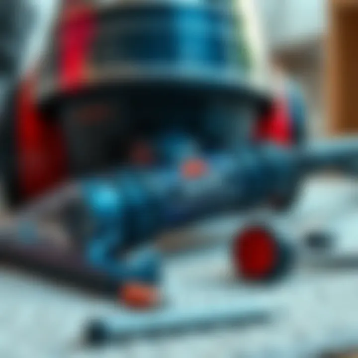 A close-up of a Matic vacuum showing a broken brush roll and tools nearby for repairs