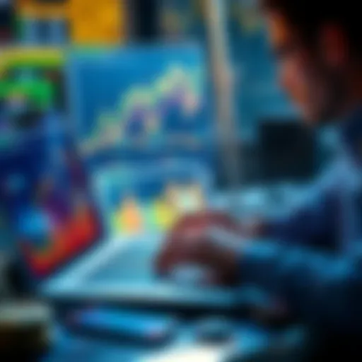 A person analyzing charts and graphs on a laptop, focusing on optimizing stablecoin investment strategies.