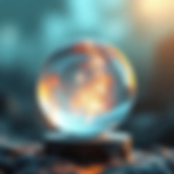 A crystal ball with shimmering light representing a significant price change prediction for 2028