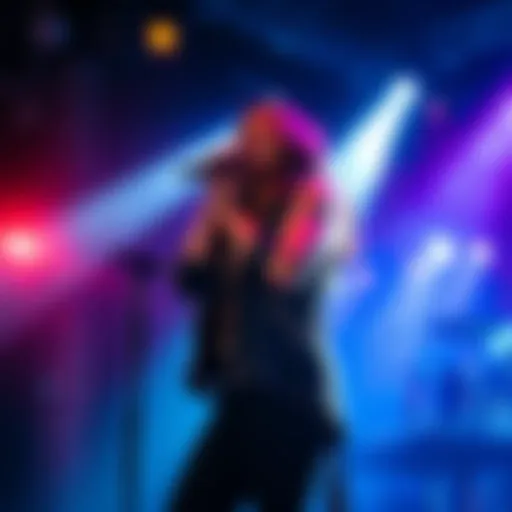 Mel C singing live with a spotlight on her during her performance