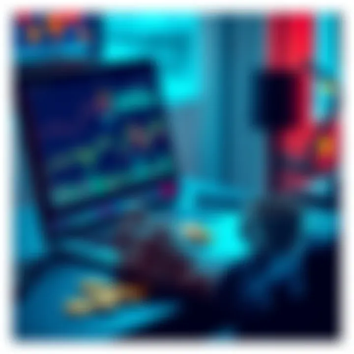 A person analyzing charts and meme coins on a laptop with a coffee cup, symbolizing research and strategy in cryptocurrency investments.