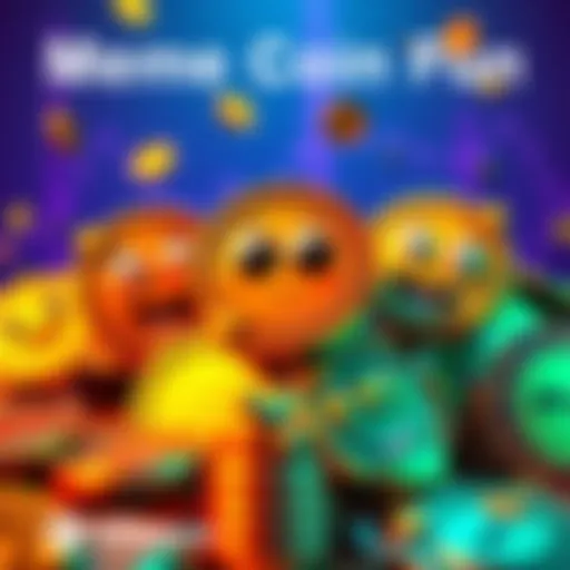 Meme Coin Fun A playful illustration of cartoon-like coins with funny faces and expressions, symbolizing the lighthearted nature of meme coins in the cryptocurrency market.