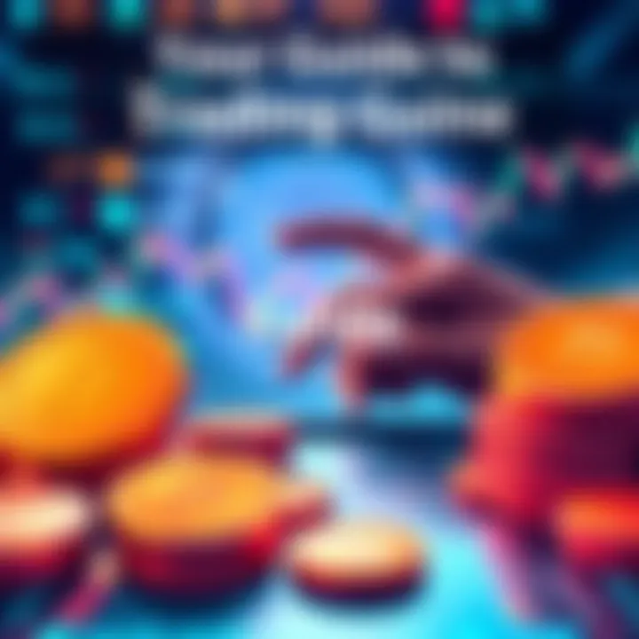 Illustration of coins labeled as memecoins and a person trading on a digital platform