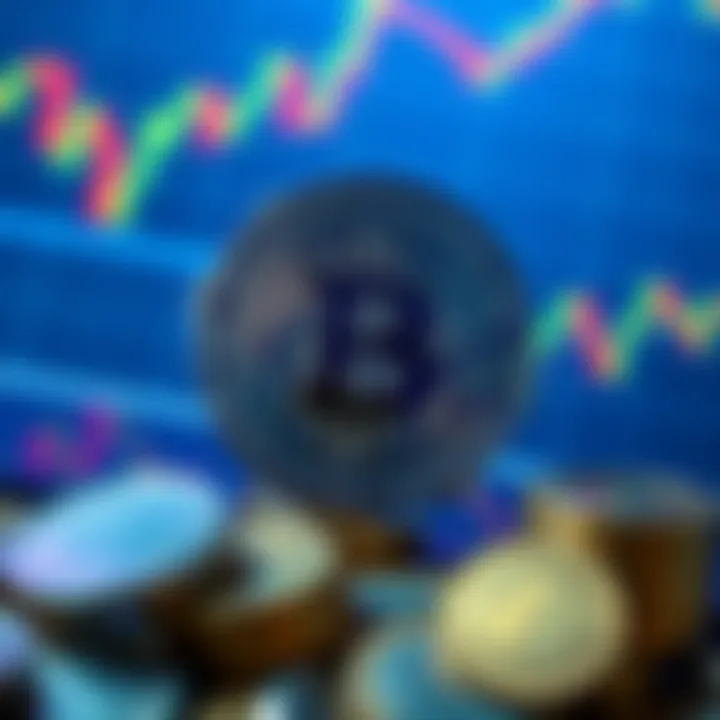 A visual representation of memecoins with a background of financial charts, symbolizing the challenge to traditional retirement systems.