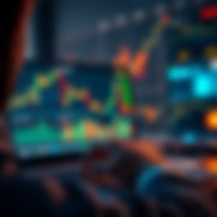Memecoins Cash Out A person looking at charts on a laptop, analyzing Memecoins for cashing out profits. The screen shows graphs and price trends, indicating market conditions.