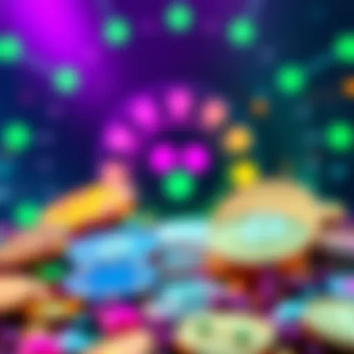 Colorful representation of various Memecoins with Polkadot logo in the background