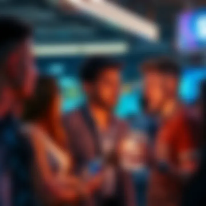 People engaging in a conversation about new merchandise