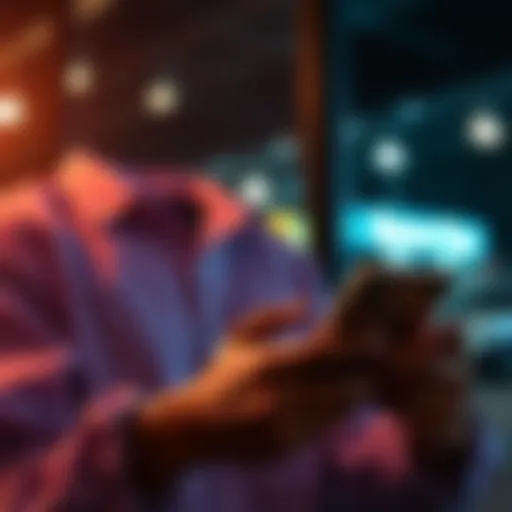 A person analyzing a monthly metal plan on a smartphone while considering costs and benefits.