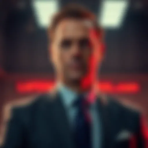 Michael Kelly dressed in a suit, portraying William Crockett, the leader of an oil management firm in 'Landman' Season 3