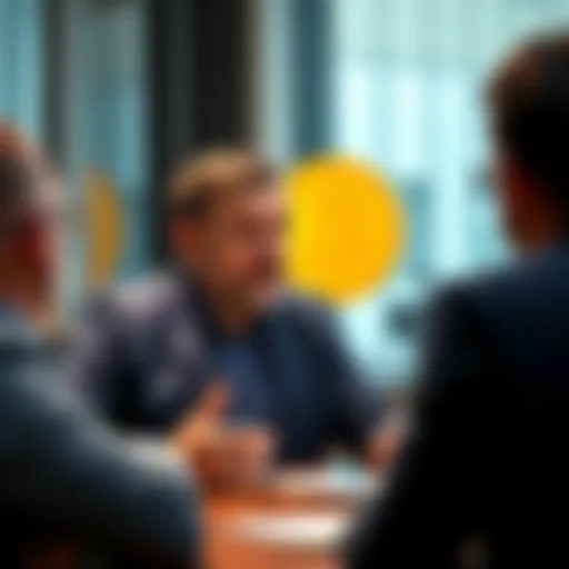 Michael Saylor in a meeting discussing Bitcoin's future and debt management strategy.