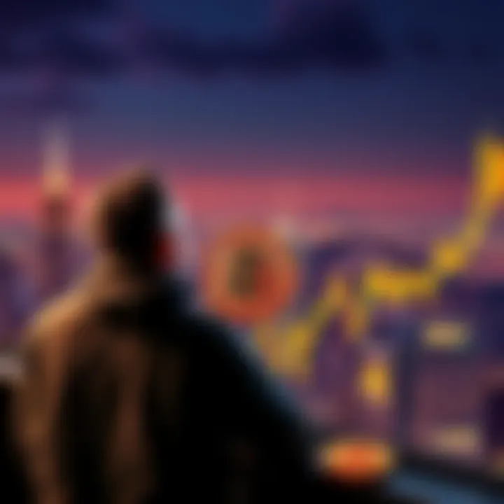 Michael Saylor overlooking a Bitcoin graph with his sold coins highlighted