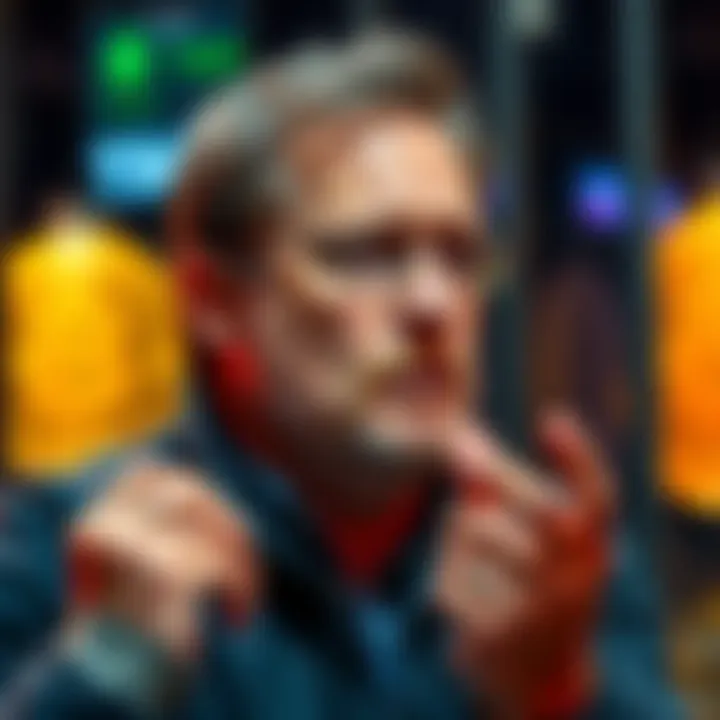 Michael Saylor confidently discussing his Bitcoin investment strategy despite a financial loss