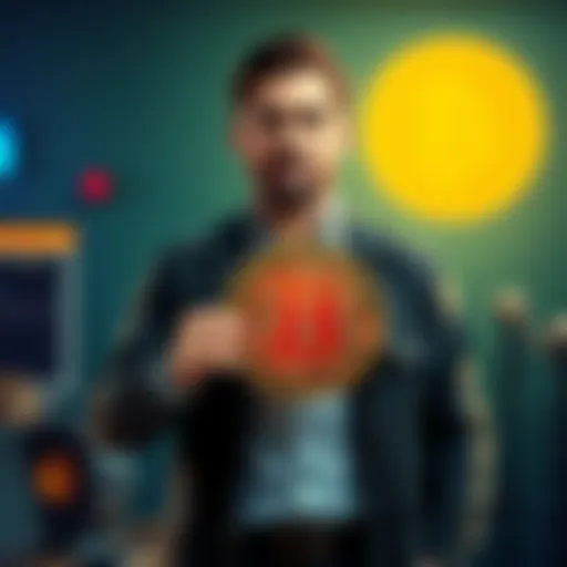 Michael Saylor stands confidently, holding a Bitcoin symbol, representing his recent purchase of BTC