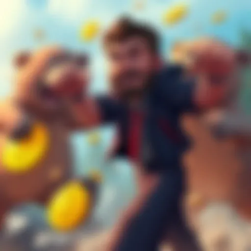 Michael Saylor Fighting Bears Michael Saylor in an animated scene battling cartoon bears while promoting Bitcoin.