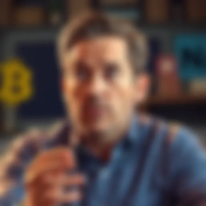 Michael Saylor discussing his decision to sell Bitcoin with a focused expression